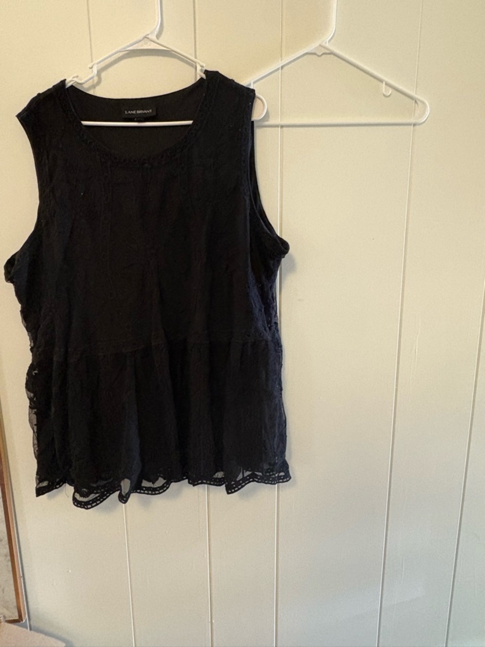 Lane Bryant Black Lace-Trim Sleeveless Peplum Camisole